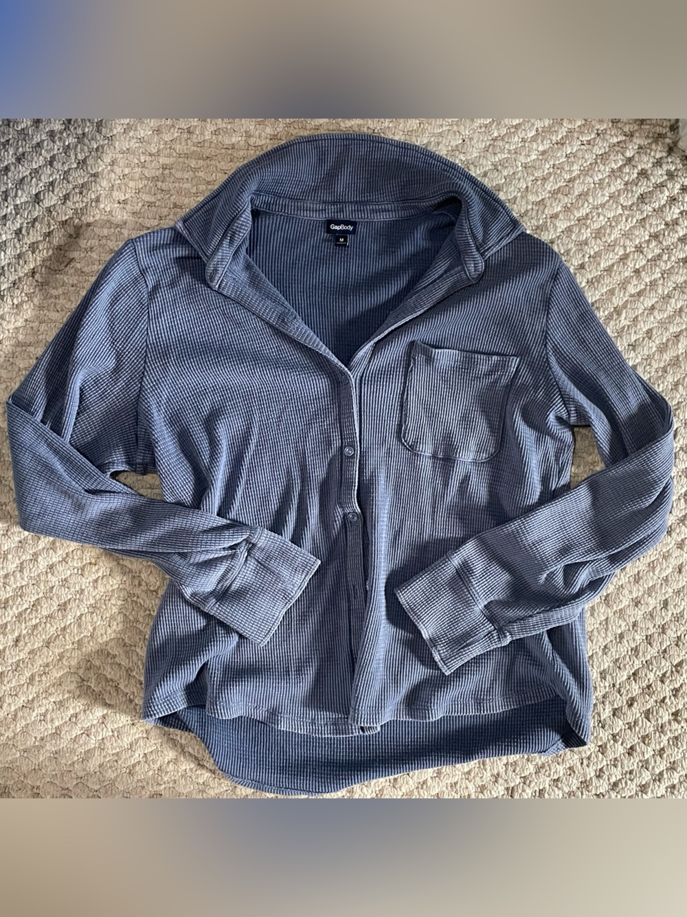 GapBody Blue Waffle Knit Buttonup